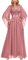 MIUSOL Women's Elegant Sequin Insert Lace Sheer Chiffon Deep V Neck Flare Sleeve Evening Prom Formal Long Dress (Large, Rosiness)