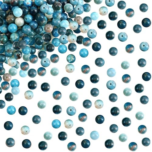 TOAOB 100 Stück 6mm Natürliche Apatit Perlen Edelstein Perlen Runde Lose Perlen mit Loch zum Schmuck Basteln Auffädeln DIY Armband Halsketten Schmuckherstellung