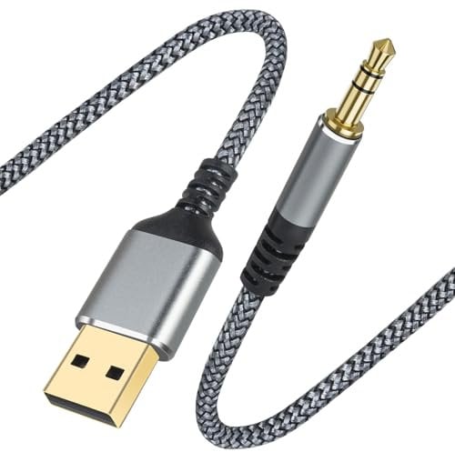 JUNSKY USB to 3.5mm Jack Audio Adapter, 4FT USB A Male to 3.5mm Male AUX Stereo Audio Cable, for PC, Laptop,PS5,Windows,Mac OSX,Headphones,Speaker, Amplifier (NOT for Charging,MP3,PS3,Car,TV) (6.6FT)