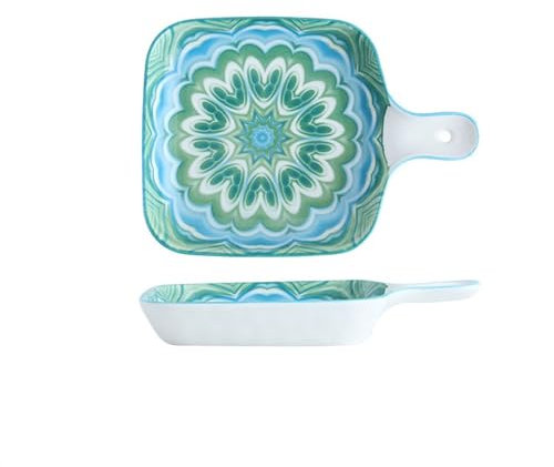 Kochen Backblech Hochtemperatur-Keramikschale mit Griff Haushaltsbackform Käse gebackener Reisteller Ofen spezielle Backform Küche Herdbackblech(Green)