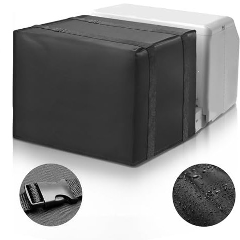 600D U Shaped Window Air Conditioner Cover for Midea U-Shaped AC, Luxiv Black Outdoor Window AC Waterproof Cover for U-Shaped Winter AC Unit with 2 Straps (Black, 20.6x12.4x13.5)