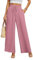 BEIGAI Damen Hosen Weite Lose Gerade Geschnitten Palazzo Hose Hohe Taille Dehnbar Lounge Elegante Hose mit Taschen,Rosa,2XL
