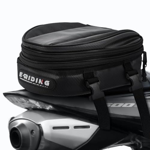 E-riding Motorrad-Hecktasche, klein, 12L-15L, erweiterbar, wasserdicht, Motorrad-Rücksitz-Gepäcktaschen mit wasserdichter Abdeckung, für die meisten Motorräder