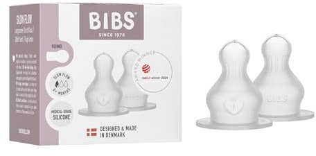 BIBS 2er-Pack Flaschensauger. Anti-Kolik. Extra Sauger für BIBS Babyflaschen. Runde Saugerform. - Silikon. Slow Flow