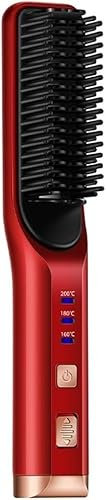 WJREGG Plancha de Barba inalámbrica, Cepillo Peine for el Pelo, Recargable por USB, inalámbrica, antiestática, for Alisar el Cabello con Calentamiento rápido