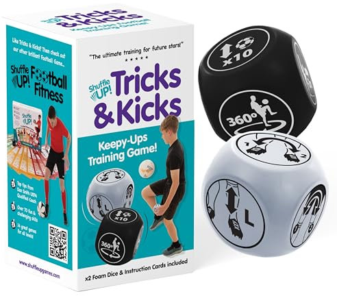 Shuffle Up Tricks & Kicks Football Dice Game, Keepy Uppy Training Dice, Stocking Fillers, Outdoor & Indoor Games for Kids, Football Gifts for Boys & Girls
