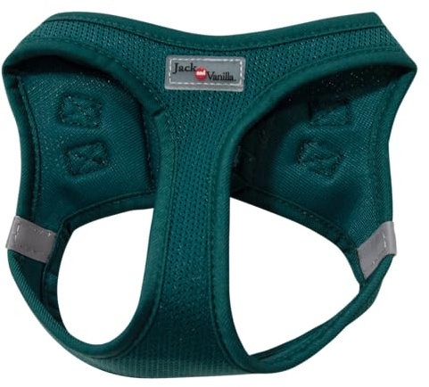 JACK AND VANILLA, bequemes Netzgeschirr für Hunde, verstellbar, sicher mit reflektierenden Streifen, modernes Design, Größe 27–30 cm, Farbe Blau-XXXS, Expeditionsmodell