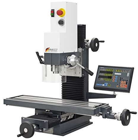 WABECO Fräsmaschine F1410 LF MK2 mit Digitaler Positionsanzeige 1,4 kW Arbeitstisch 700x180 mm Made in Germany