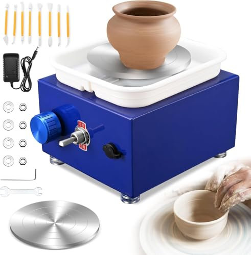 Töpferscheibe Elektrisch,Mini Electric Pottery Wheel 10 cm Turntable,Elektrische Töpferscheibe, 2000 U/min Einstellbare Geschwindigkeit,töpferset für Beginners und Kinder Crafts Casting Gift DIY