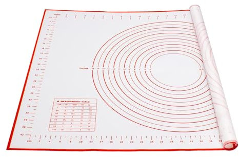 Jimkply - Tappetino da forno in silicone, 80 x 60 cm, grande tappetino in silicone, per stendere l'impasto e fare pane, pizza, biscotti (rosso)