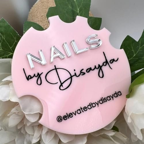 Custom Nail Props for Pictures,Personalized Nail Art Tray Photo Prop Acrylic Sign,Nail Prop Display Palette Custom Logo Gift for Nails Artist Salon Accessories Photo Props Customized (Pink)