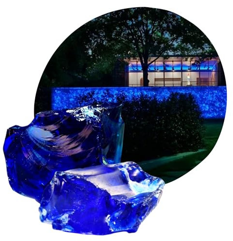 Glassteine Deko aus Recyceltem Glas - Blau - 2kg - Glasnuggets Groß 10-20 cm - Dekosteine für Vasen und Blumentöpfe - Terrarium & Aquarium Steine - Gartensteine für Innen & Außen (Blau, 2kg)