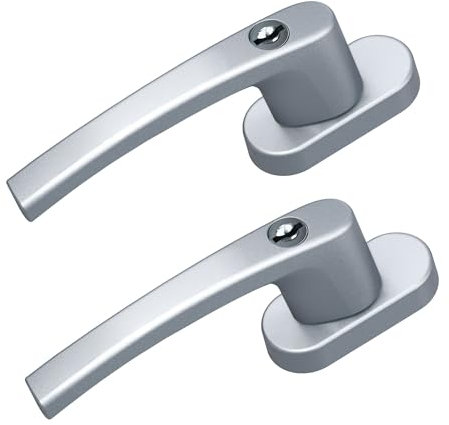 BASI | 2er Set Fenstergriff abschließbar | Gleichschließend | Farbe Silber | Aluminium | Kindersicherung | Stiftlänge 35 mm | Griff für Fenster Terassentür | 2 Stück | 4 Schlüssel