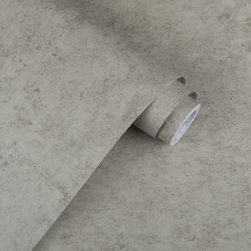 Alened Sticky Back Plastic Brownish Grey Vinyl Wrap 40x500cm Concrete Effect Self Adhesive Peel and Stick Wallpaper Matte Waterproof Removable Decorative for Kitchen Furniture