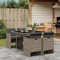 IKAYAA Polyrattan Gartenmöbel Set für 4 Personen, Garten Sitzgruppe, Rattan Essgruppe, Gartengarnitur, Sitzgarnitur, Gartentisch mit 4 Stühle & Kissen Grau Type-2