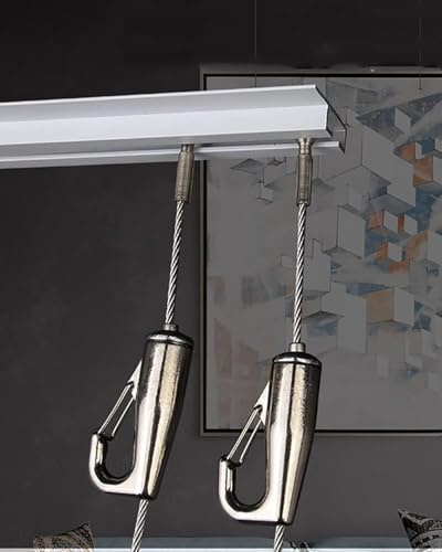 Bilderschienen Aufhängesystem Robuste Bilderaufhänger für Gipskartondecken, Verstellbare Fotoaufhängung mit Clips für Büro und Zuhause, Flexibles, Dekoratives Metallbild für Die Wand(9.8'/3m Cable)