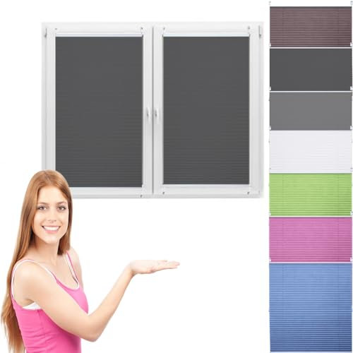 Custom Day and Night Rollo 65 x 210 cm Plissee Fensterrollo mit Doppel ohne Bohren Dunkelgrau