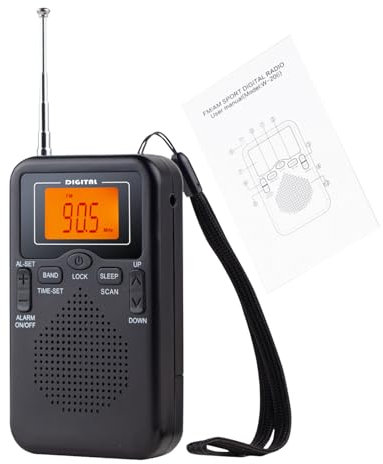 Reproductor De Radio Am FM, Portátil Pequeña Radio De Bolsillo Estéreo, Pantalla LCD Digital, Radios Emergencia Compacta 2 Pilas 3A(no Incluidas)