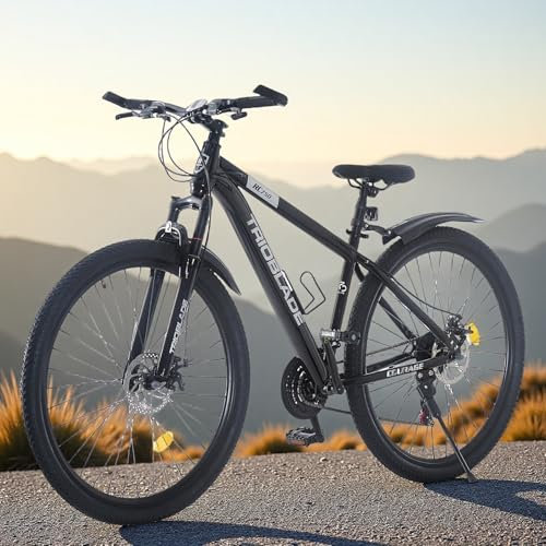 BSTSEL 24/26/27.5/29 Inch Mountain Bike Aluminum Frame with Front Suspension Fork Mountain Bicycle 21 Speeds with Dual Disc-Brake Suitable for Over 18 Years (26 Inch Black)