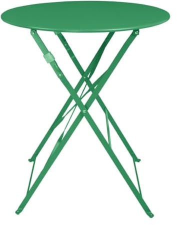 Bolero Perth Pavement Style Round Steel Table, Forest Green, 600mm, 600 mm | Weather-resistant surface helps manage outdoor seating layouts while maximizing customer dining comfort.