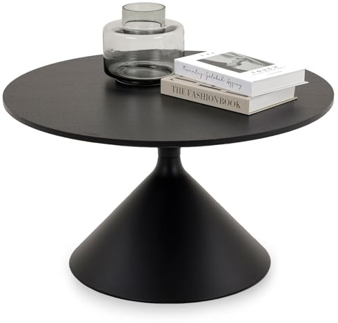 IDIMEX Couchtisch ISOMA rund Ø70cm, Schwarz – moderner Wohnzimmertisch mit MDF-Holzdekor und stabilem Metallgestell mit Pulverbeschichtung ideal als Beistelltisch für Sofa oder Lounge