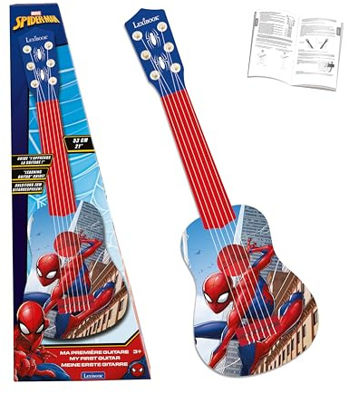 Lexibook, Spider-Man, My First Guitar for children, 6 nylon strings, 21 long, guide included, blue/red, K200SPLXB
