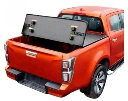 LFAMZO Dreiteilige, robuste Laderaumabdeckung | Kompatibel mit Dodge Ram 1500, Ford Ranger, Mitsubishi Triton L200 | Flaches 3-Panel-Design aus Aluminium | Abschließbar und wasserdicht