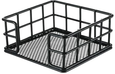 tooloflife Zettelbox Drahtgitter Schwarz, Metall Notizblockhalter für 76x76 mm (3 Zoll) Haftnotizen, Robuster Schreibtisch Organizer Zubehör für Büro, Zuhause und Schule