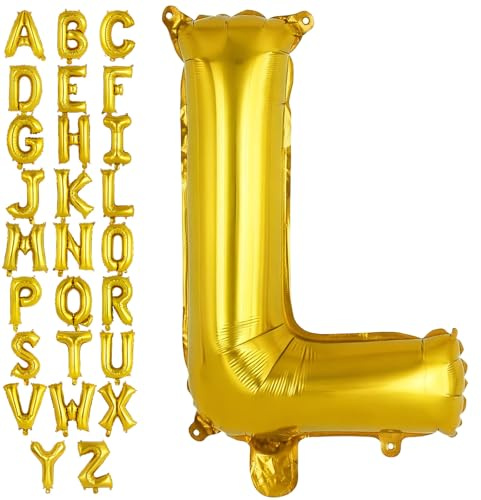 Gold Letter L Balloons, 40 Inch Large Foil Letter Balloons, Custom Phrase Balloon for Birthday Party Wedding Anniversary Decoration (Gold L)