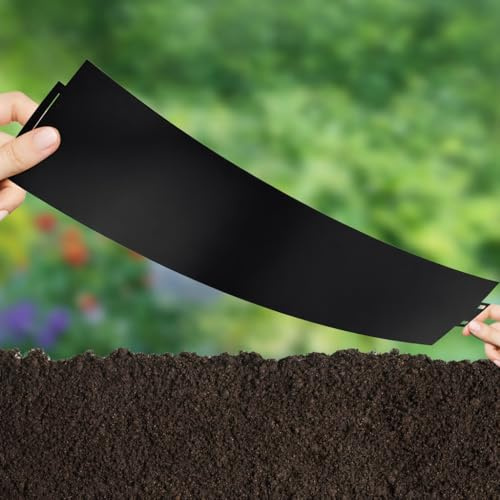Peviasot Rasenkante Metall Verzinkt, 5m Schwarz Matt Flexible Garten Beeteinfassung, Kratzfeste Oberfläche Stecksystem ohne Zubehör Einfache Montage, 5 Stück 100cm x 15cm (L x H)