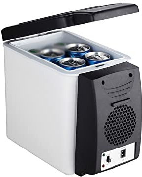LRFVADW Mini Fridge 6L Car Refrigerators Ultra Quiet Low Noise Mini Fridge Freezer Cooling and Heating Box 2 In 1 Multi-function Travel(B)