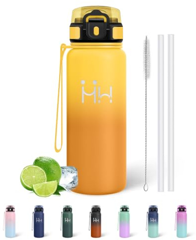 Mujigaga Botella Agua Acero Inoxidable, Botella Termica 750ml, sin BPA, A Prueba de Fugas, Botellas Agua Gimnasio, Reutilizable Cantimplora con Pajita para Colegio, Oficina, Deporte
