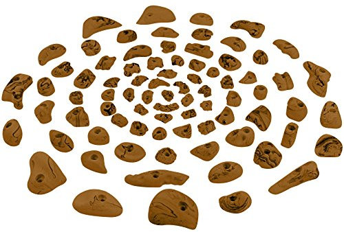 ALPIDEX 80 Klettergriffe | Kletterfläche 6-10 m² | Griffe Größen XL, L, M, S, XS | Klettersteine | Großes Starterset | Klettergriffset - Farbe:gelb-meliert