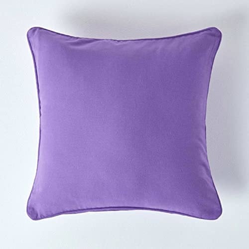 Homescapes lila Kissenhülle 60 x 60 cm, Deko-Kissenbezug mit Reißverschluss aus 100% Baumwolle, unifarbener Zierkissenbezug für Dekokissen und Sofakissen, violett