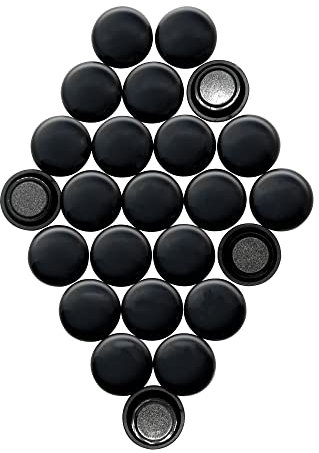 Small Black Planning Office Magnets for Fridge, Whiteboard, Noticeboard, Filing Cabinet - Pack of 24