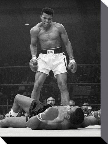 MUHAMMAD ALI 1art1 Poster Cassius Clay Gegen Sonny Liston, Lewiston 1965 Bilder Leinwand-Bild Auf Keilrahmen | XXL-Wandbild Poster Kunstdruck Als Leinwandbild 80x60 cm