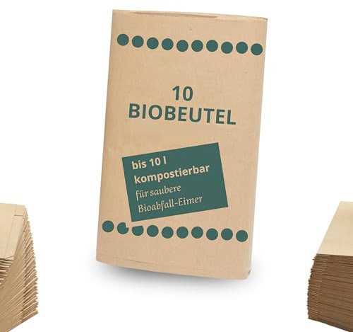 Organic Paper Bin Liners | Compostable | 10 Litres | Pack of 50 | Biodegradable | Wet Proof | Tear-Resistant | Organic Bin | Waste | Bucket | Gift Bag
