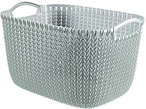 Curver Knit Effect Kitchen, Living room, Bathroom, Bedroom, Utility Large Rectangular Storage Basket 19 Litres - Misty Blue
