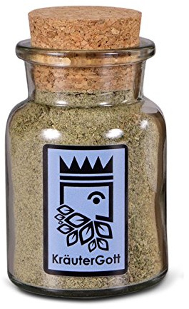 Kräutersalz Mediterran mit 50% Kräuteranteil - Original und handgefertigt von KräuterGott - 70g im edlen Korkenglas