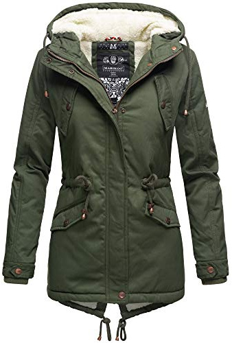 MARIKOO Damen Winter Jacke Stepp Parka Mantel Teddyfell warm gefüttert Manolya XS-XXL
