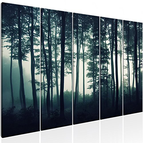 murando - Wandbilder XXL Wald 225x90cm 5 tlg - Wand Deko Leinwand Bilder Groß Wanddeko Wohnzimmer Schlafzimmer Kunstdrucke - Landschaft c-B-0223-b-m