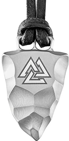 Element of Gods Titan Faustkeil Valknut Odin Wotansknoten Amulett Herrenschmuck Anhänger mit Lederband schwarz