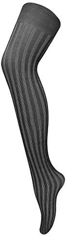 Sock Snob Womens 80 Den Opaque Coloured Winter Fashion Tights (8-14 UK 36/42, Ribbed Black/White)