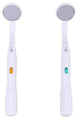 HEALIFTY 2 STÜCKE Oral Dental Mirror Mund Zahn Inspektion Spiegel mit Helle LED-Licht für Zahnpflege (grün und Orange)