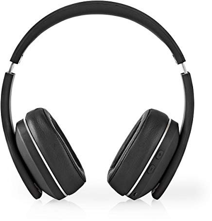 Nedis - Funkkopfhörer - Bluetooth® - Over-Ear - Aktive Lärmkompensation (ANC) - Bis zu 24 Stunden Spielzeit - Eingebautes Mikrofon - Built-In Lithium-Ion - 1x 3.5 mm, 1x Micro-USB - Schwarz