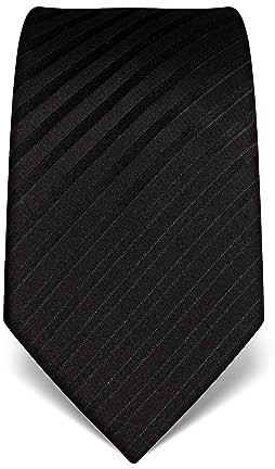 Vincenzo Boretti Herren Krawatte reine Seide gestreift edel Männer-Design zum Hemd mit Anzug für Business Hochzeit 8 cm schmal/breit schwarz
