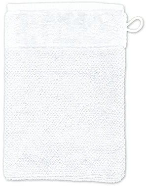 möve Bamboo Luxe Waschhandschuh 15 x 20 cm aus 60% Baumwolle / 40% Viskose aus Bambus-Zellstoff, snow