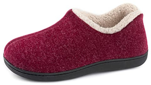 ULTRAIDEAS Zapatillas de casa de mujer con espuma de memoria y forro polar, con suela de goma antideslizante para interiores y exteriores,Rojo,38 EU