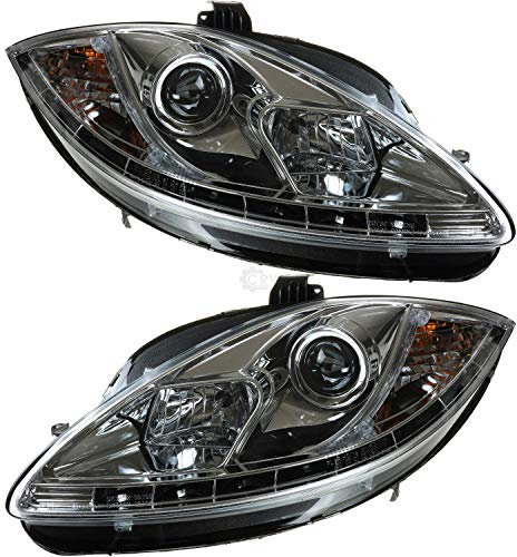 Diederichs Dragon Lights Scheinwerfer Leon Typ 1P chrom glasklar Halogen H1/ H1 mit Positionslicht links + rechts (Set / Satz) für Seat Leon Typ 1P Bj. 05-09 (Rechtsverkehr nur)