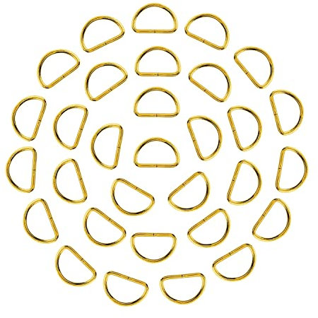 Trimming Shop D-Ring-Verschlüsse aus nicht geschweißtem Metall, strapazierfähig, für Handtasche, Gurtband, Geldbörse, Hundehalsbänder, Gürtel, DIY-Projekte, 50 mm, Gold, 10 Stück
